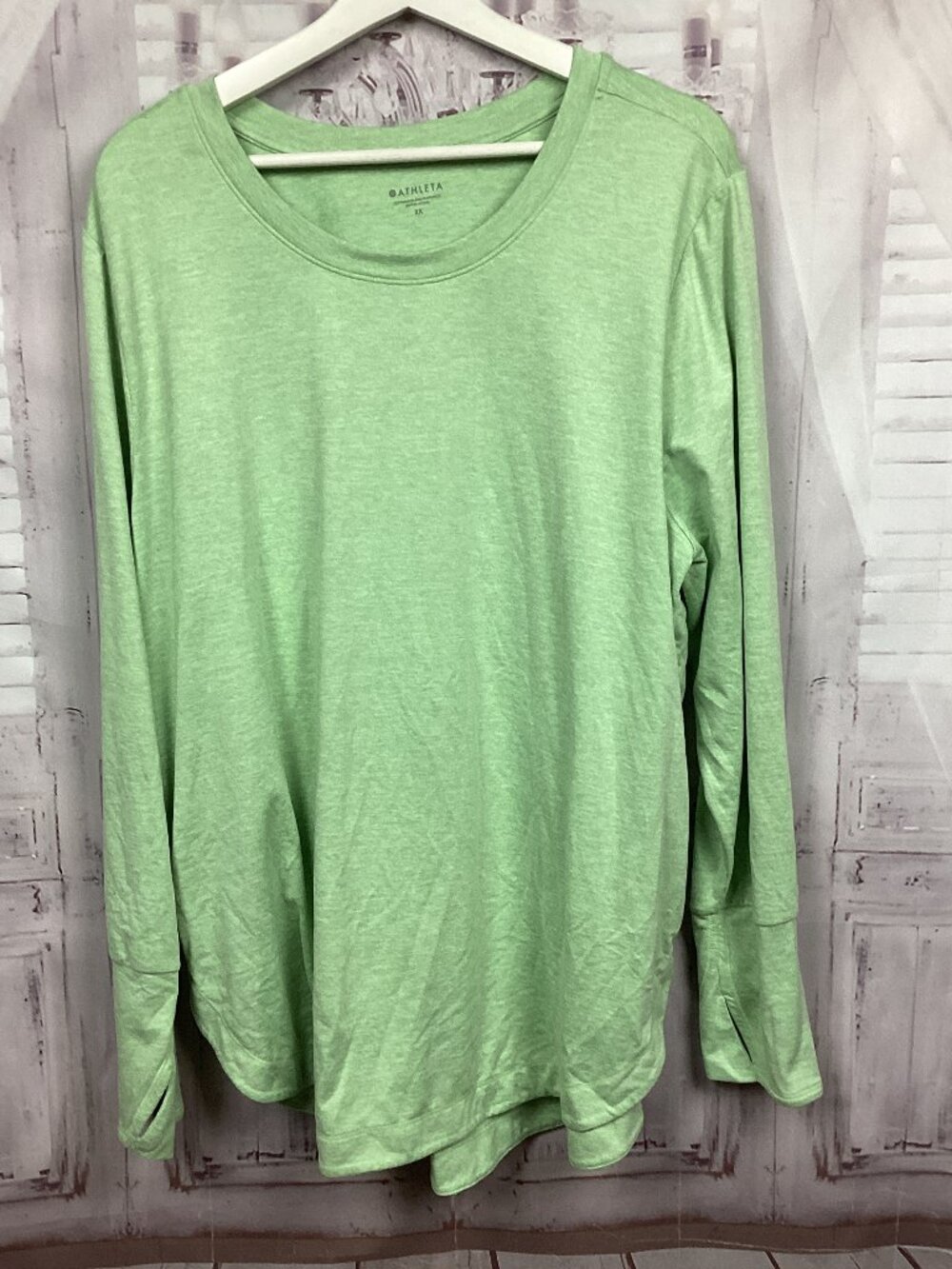Athleta Long Sleeve Runner's Tee Lime Green 2X